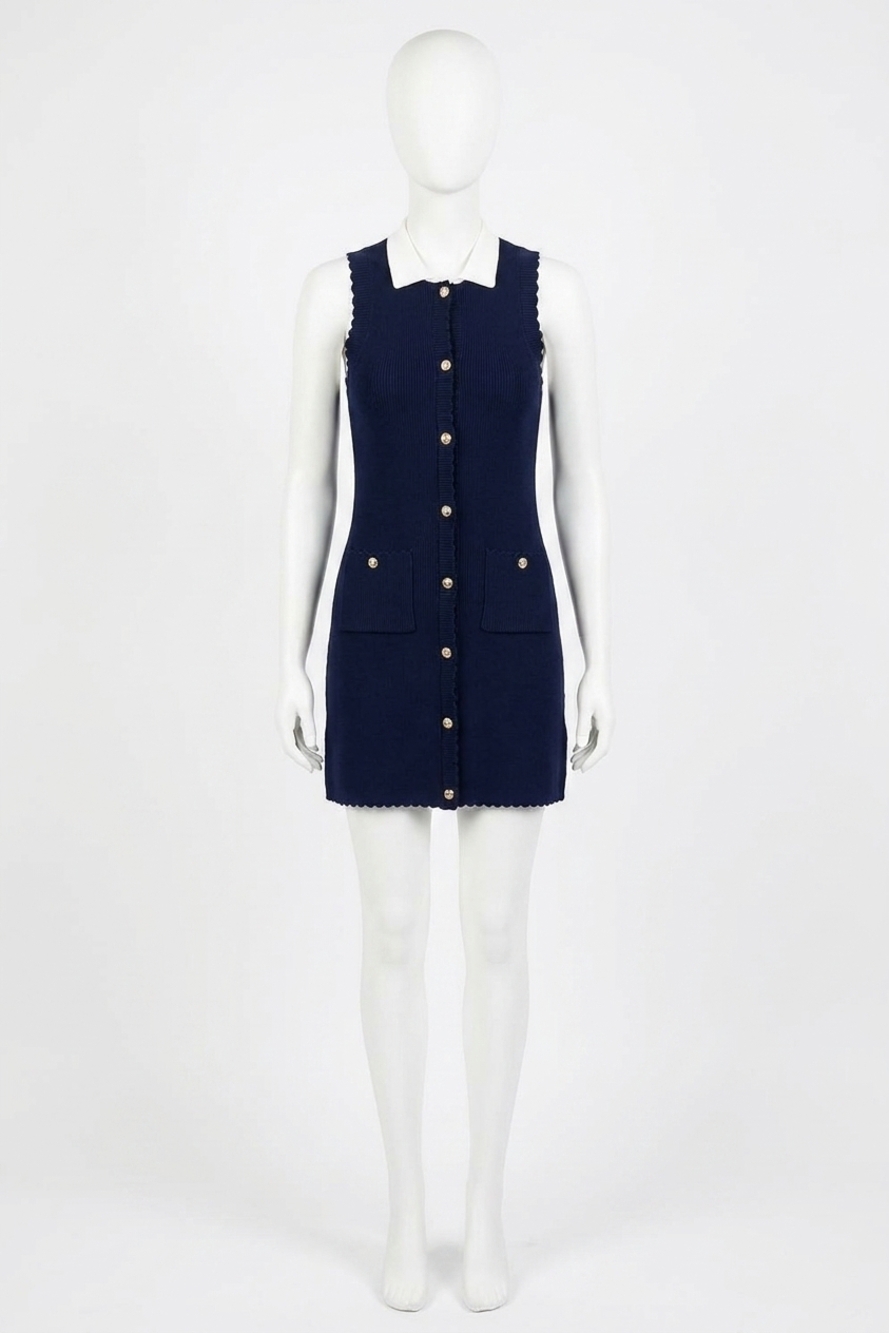 NEW FRENCH CONNECTION bennet rib knit dress in blue